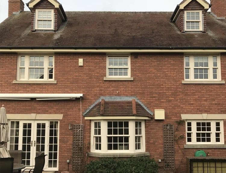 Bay window replacement, cream UPVC casement windows